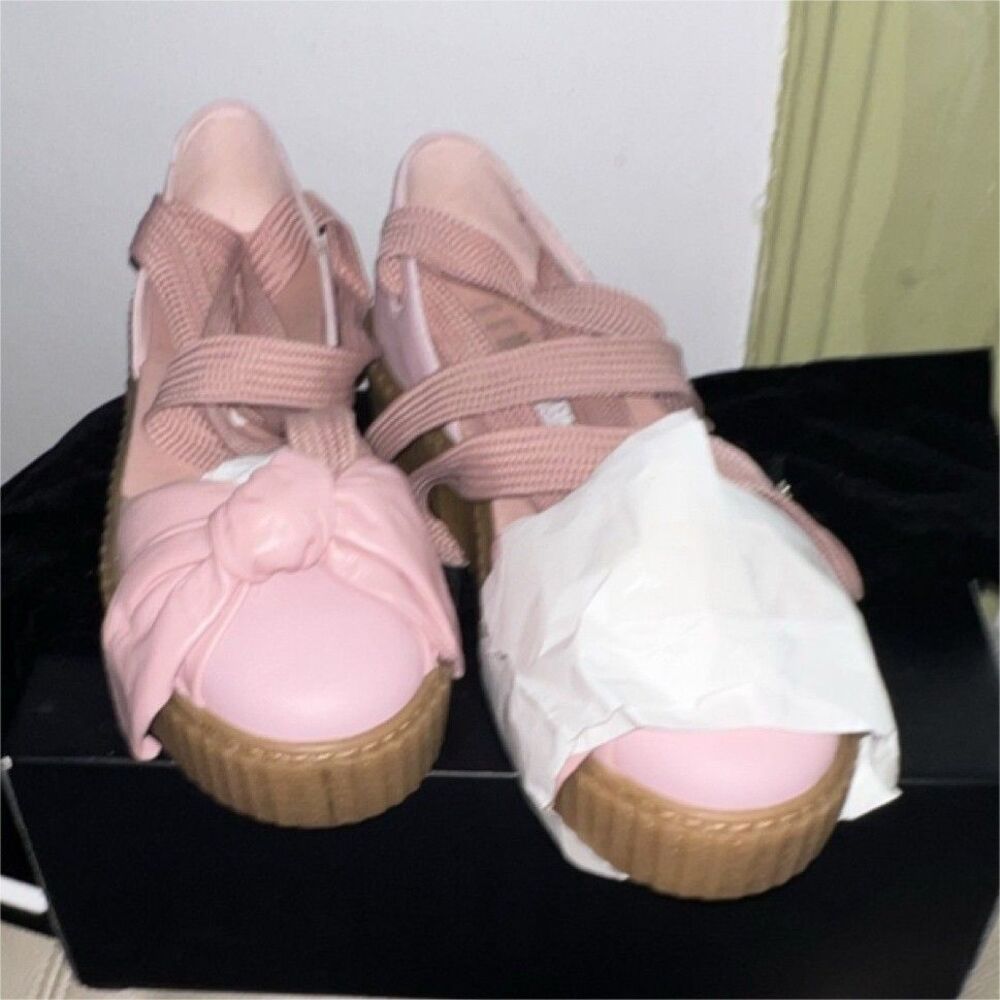 PUMA Fenty Bow Pink Strappy Ankle Strap Sandal Women's US 9.5 Leather
